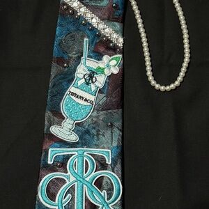 Embroidered Tie with Beaded Accents